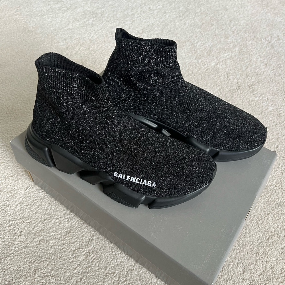NWT Balenciaga Glimmer Cloth Black Speed Shoes